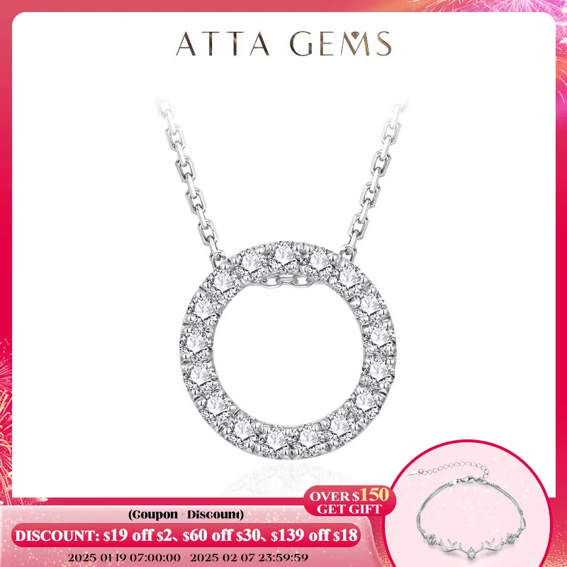 ATTAGEMS Moissanite 18k Gold Necklace for Women 925 Silver Soild 14k 10k Pendant D Color Diamond for Wedding Anniversary Gift