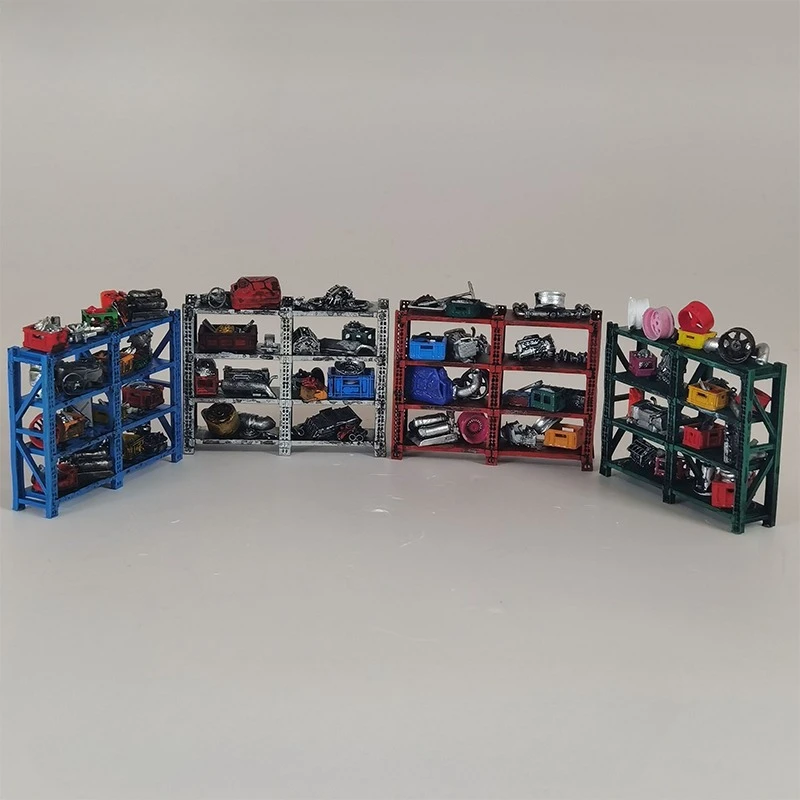 1/64 Scale Shelf Model Scene Accessories Random Colors and Accessories Repair Workshop Model
