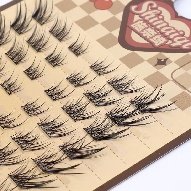 10 Rows 7-14mm Cluster Fox Eye Effect False Eyelashes Fluffy Natural Thick Segmented Bundles DIY Eyelash Extension Makeup Tool
