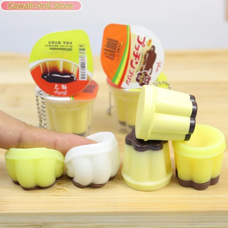 Soft NEW Fidget Toy Novelty Pudding Squeeze Decompress Toy Keychain Cute Stress Relief Toys Backpack Pendant Kids Adults Gift