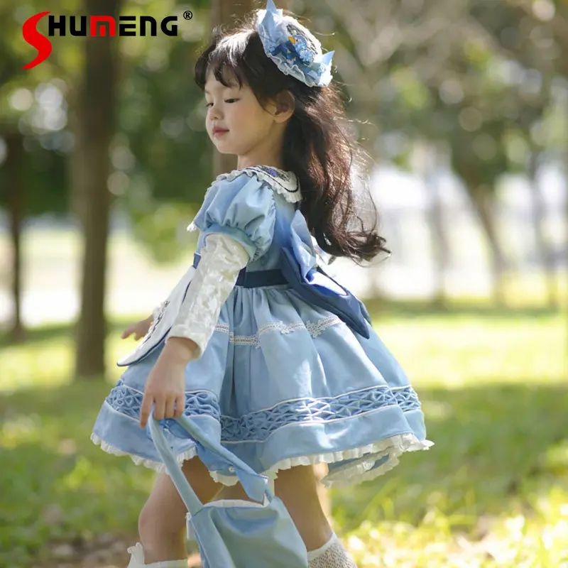 

Весенне-осенний комплект платьев с отстегивающимися рукавами для девочек, оригинальный дизайн, пышное платье в японском стиле Лолита для детей