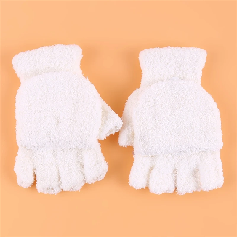 Guantes cálidos de invierno para mujer, guantes de medio dedo con tapa multifuncional, bonitos guantes femeninos suaves y cómodos de lana Coral cálidos a prueba de frío