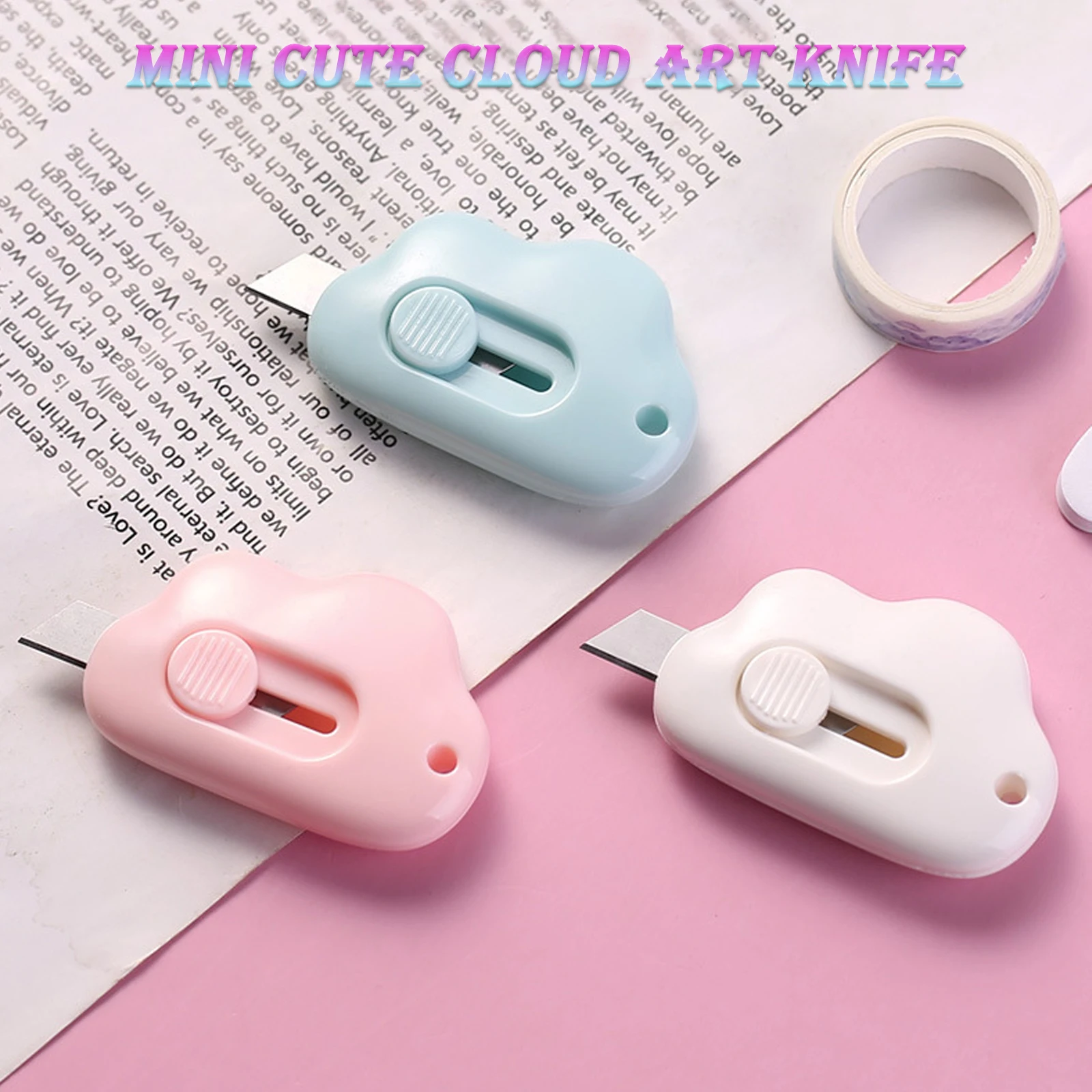 

Cute Cloud Mini Portable Utility Knife Paper Cutter Cutting Paper Razor Blade Office Stationery Cutting Supplies