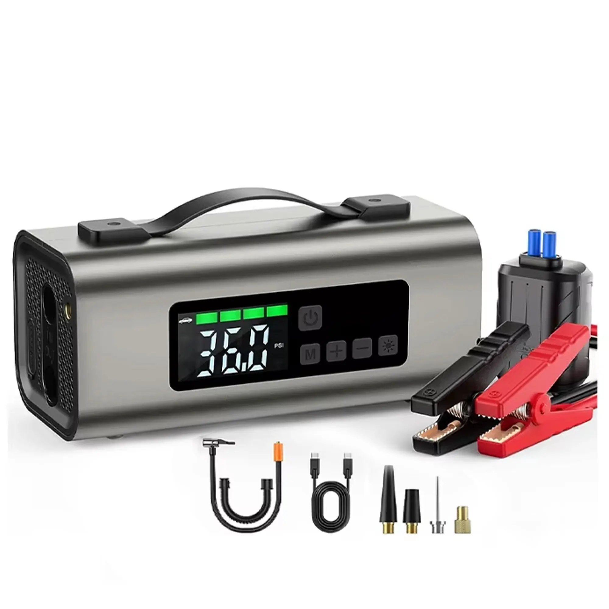 Portable Rechargeable Jump Starter Multi-Function Digital Tire Inflator Cordless Car Air Pump Compressor For Emergency Tool Car
