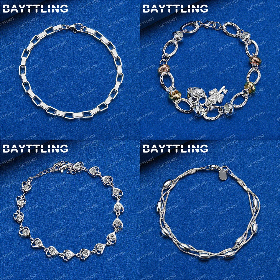 

Charm 925 Sterling Silver Delicate Heart Shaped Zirconia Bracelet Women's Jewelry Wedding Accessories Fashion Gift Party