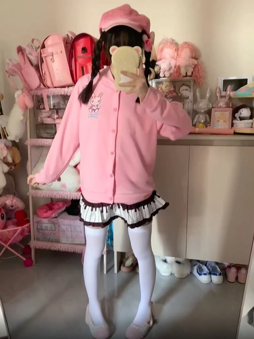 Japanische süße Jacken mit Kapuze für Damen, langärmelig, Kawaii-Ohren, Strickjacke, Mäntel für Mädchen, elegante Lolita-Kleidung, Tops