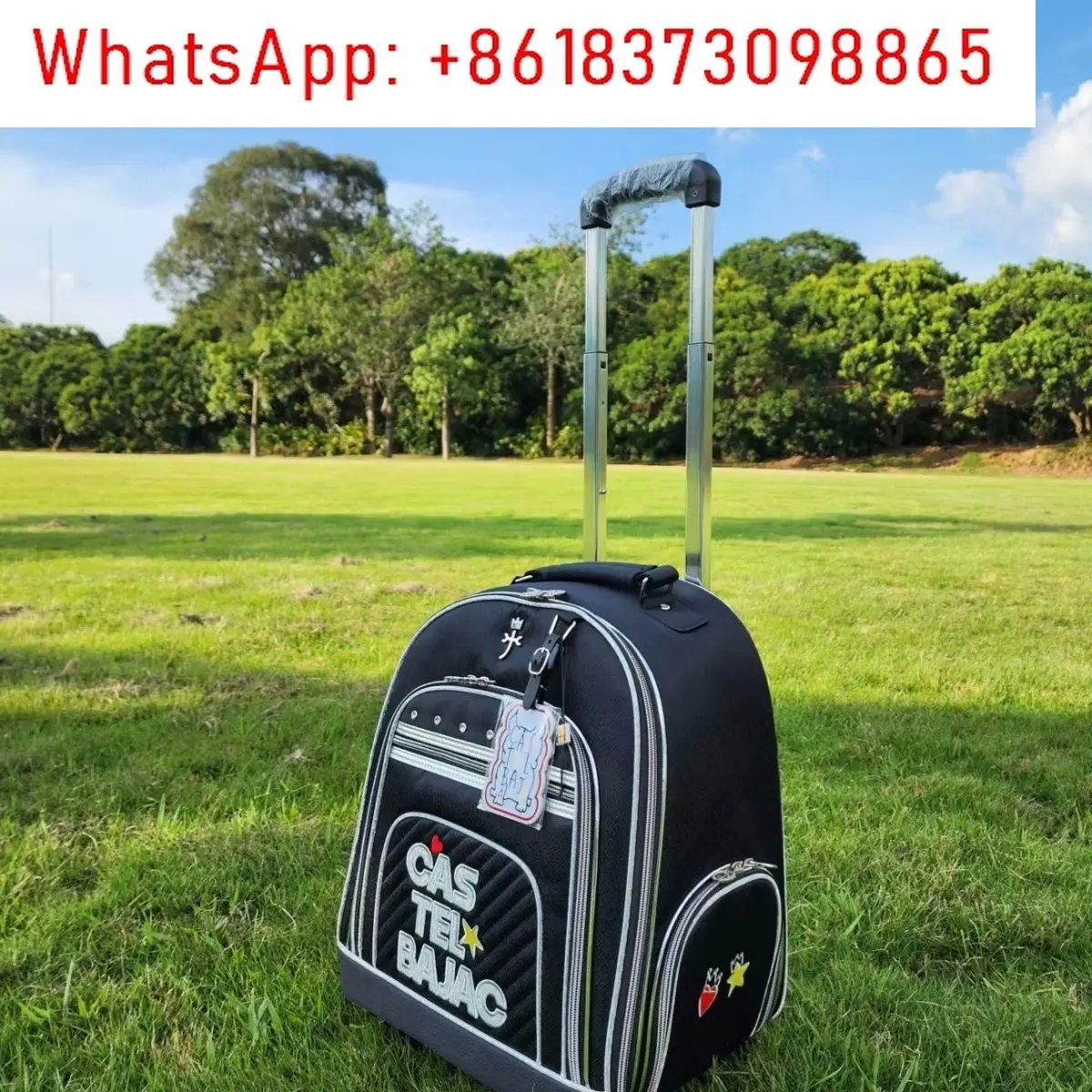 

A flower tie rod golf clothing bag, four-wheel universal wheel, black and white, men's and women's box colors