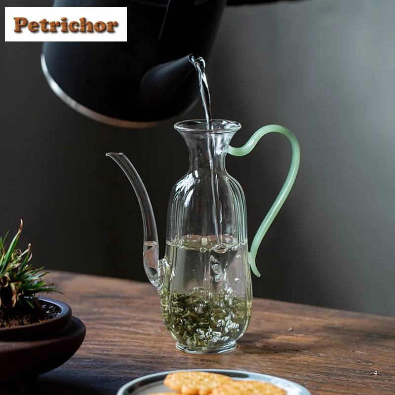 

300ml Glass Green Teapot Aesthetic Tea Infuser Pot Tea Making Kettle With Ball Hole White Tea Tea Services Supplies Collection