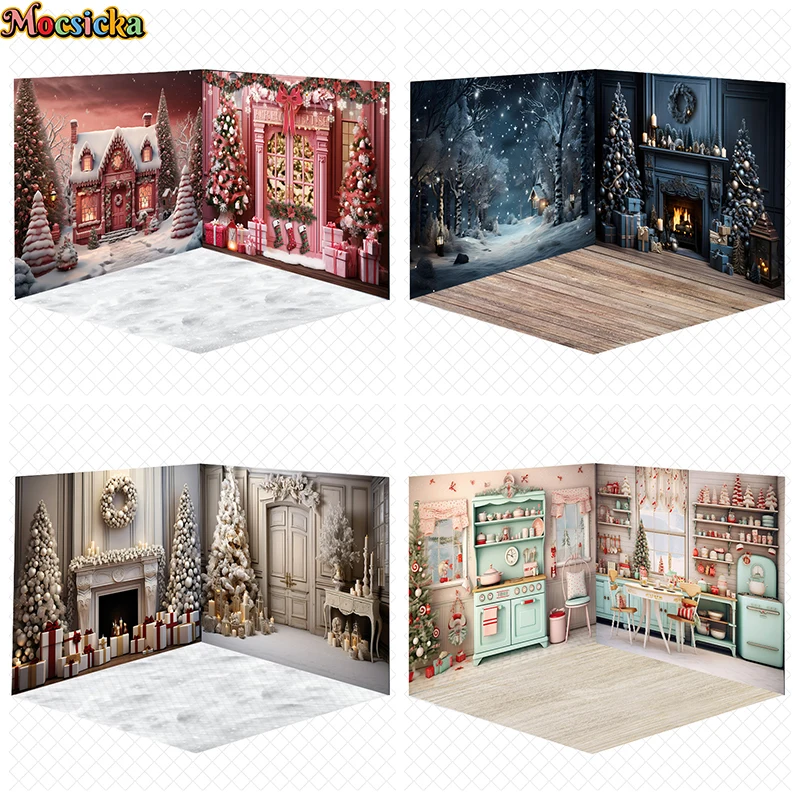 Christmas Photography Background Kid Shooting Props Xmas Tree Room Home Decoration New Year Backdrop Wallpaper Studio Photobooth