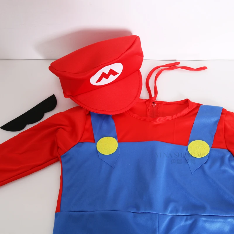 Cosplay Adults and Kids Super Mari0 Bros Cosplay Dance Costume Set Children Halloween Party MARI0 & LUGI Costumes for Kids Gifts