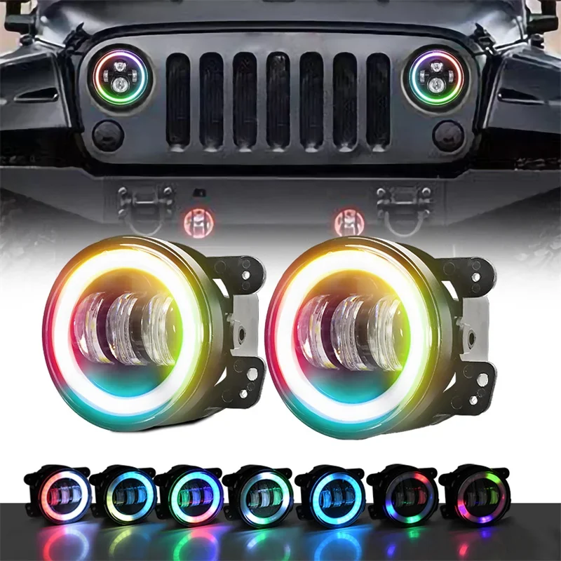 

LED Car Lights 4 Inch Fog Light Round Front Driving Fog Lights for Jeep Wrangler Dodge Hummer Turn Signal Lights Car Accessories