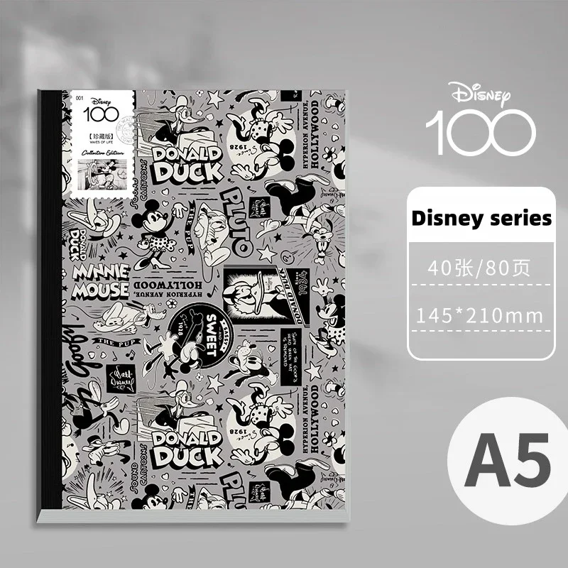 Disney Mickey and Minnie Cartoon A5 Hardcover Notebook with 80 Blank Inner Pages Student Cute Study Diary Stationery Supplies