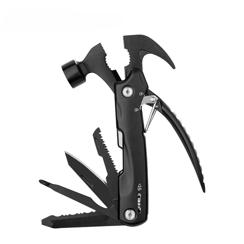 

Pocket Hammer Multitool 14 in 1, Small Multifunctional Hammer Utility Tool Stainless Steel Alloy, Portable Compact Survival Ham