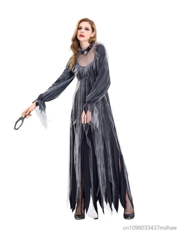 Halloween Ghost Bride Cosplay Costume Gothic Vampire Dress Scary Theme Party Zombies Witch Role Play Stage Performance Outfit
