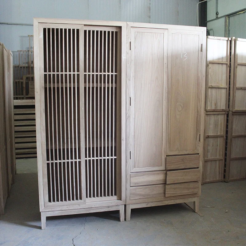 

Customizable Old Elm Large Wardrobe White Stubble New Chinese Style