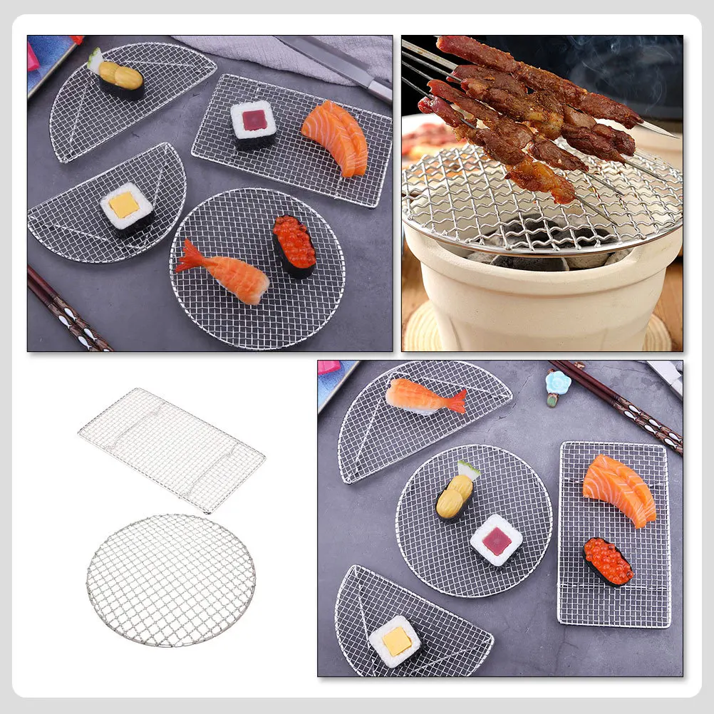 

2 Pcs BBQ Grill Grilling Mats for Barbecue Accessories Bakeware Mesh Nets Stainless Steel