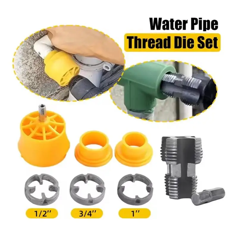 Electric Drill Accessory Kit for PVC Pipe Thread Creation, Round Die Set