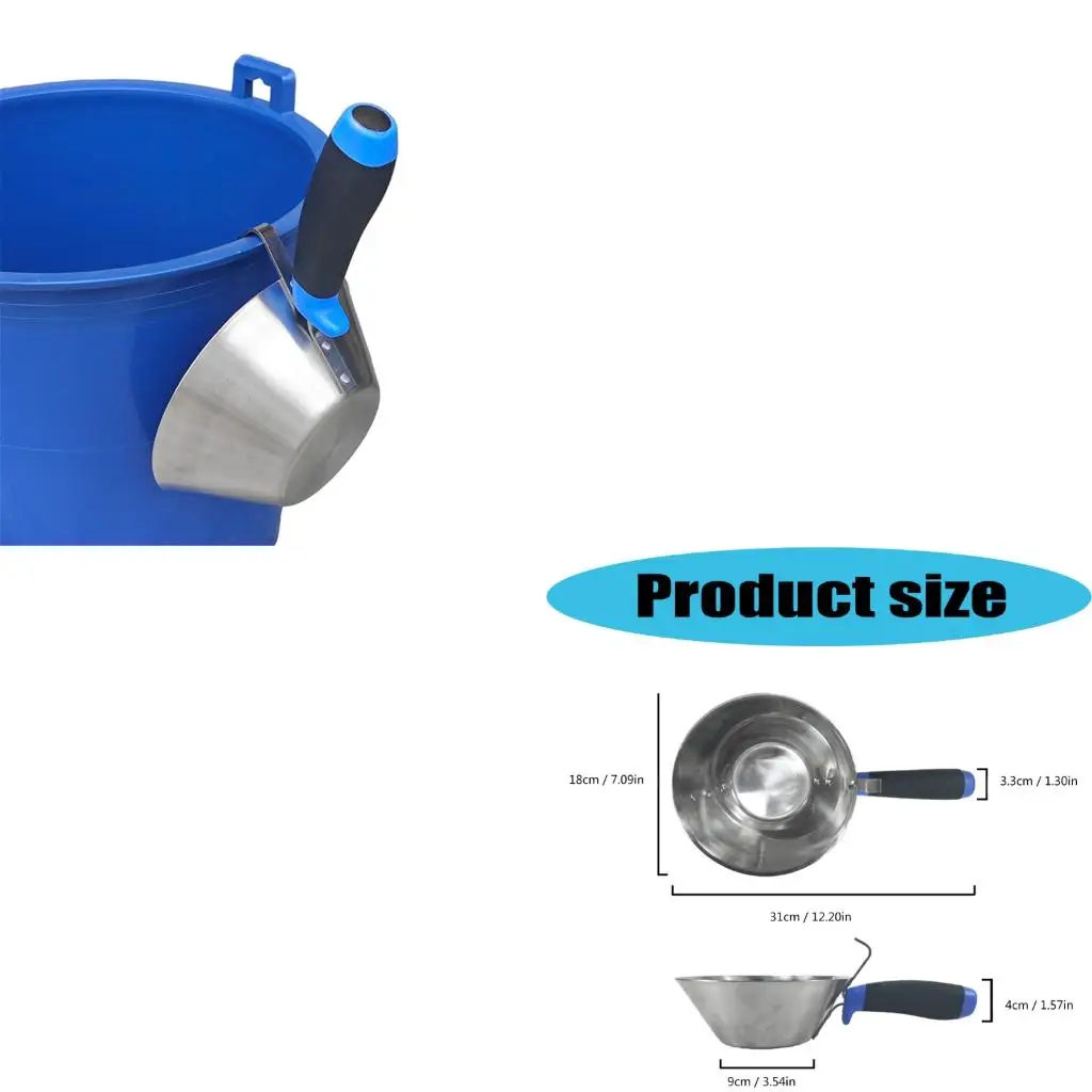 Plastering Mortar Bowl in Stainless Steel with Handheld Grip Handle, Deep 18 cm Pan for Carrying Cement During Wall high quality