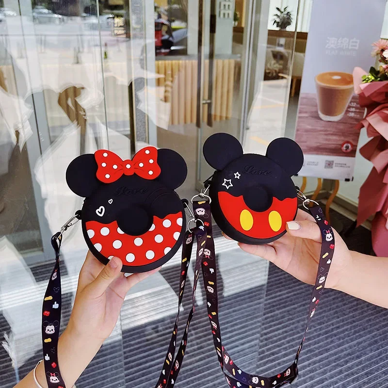 Disney Cute Shoulder Bags Mickey Mouse Minnie Cartoon Children Messenger Bag Baby Kawaii Mini Coin Purse Girls Birthday Gifts