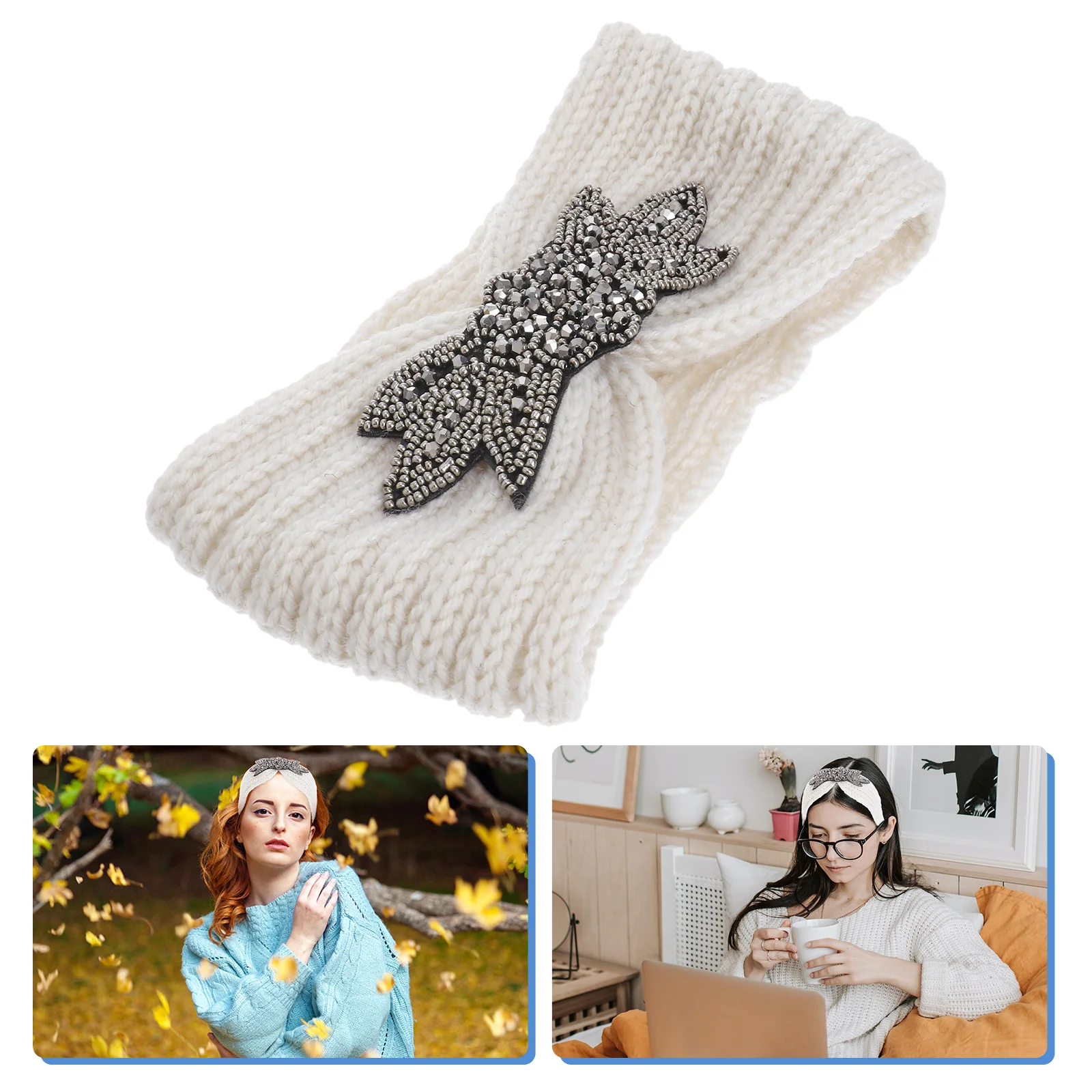 

Drill Tape Hair Winter Headb s Knitted Flower Pattern Ribbons Fabric Yoga Exercise Spa Facial Hair Hoops Woolen Yarn