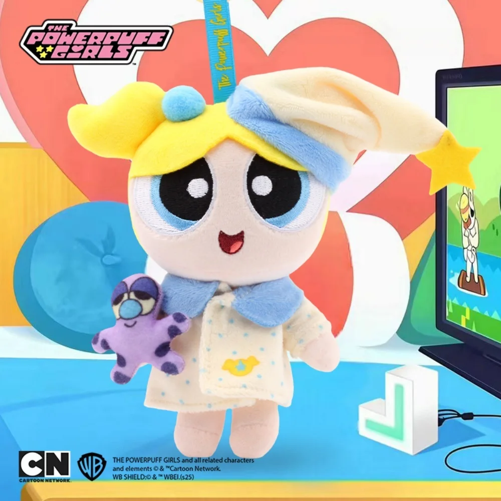 15cm anime o powerpuff meninas bonecas brinquedos flor bolhas buttercup chaveiro de pelúcia saco dos desenhos animados ornamentos boneca pendurado presentes da menina