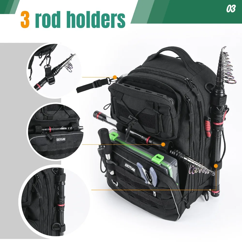 Goture Outdoor Backpack Multifunction Large Capacity Waterproof Tackle Bag for Fishing Hiking Camping Cycling Fishing Tackle Bag