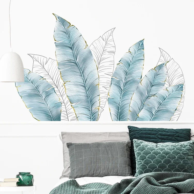 Kreative Pflanzen-Blatt-Wandaufkleber für Wohnzimmer, Sofa, Hintergrund, Heimdekoration, Wandbild, Schlafzimmer, Verschönerung, selbstklebende Tapete – Detail 2