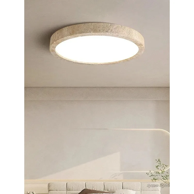 Lámparas de Techo LED de Piedra para Pasillo, Sala de Estar, Estilo Nórdico Moderno Wabi Sabi, Lámpara de Techo de Travertino Amarillo Natural, Plafón