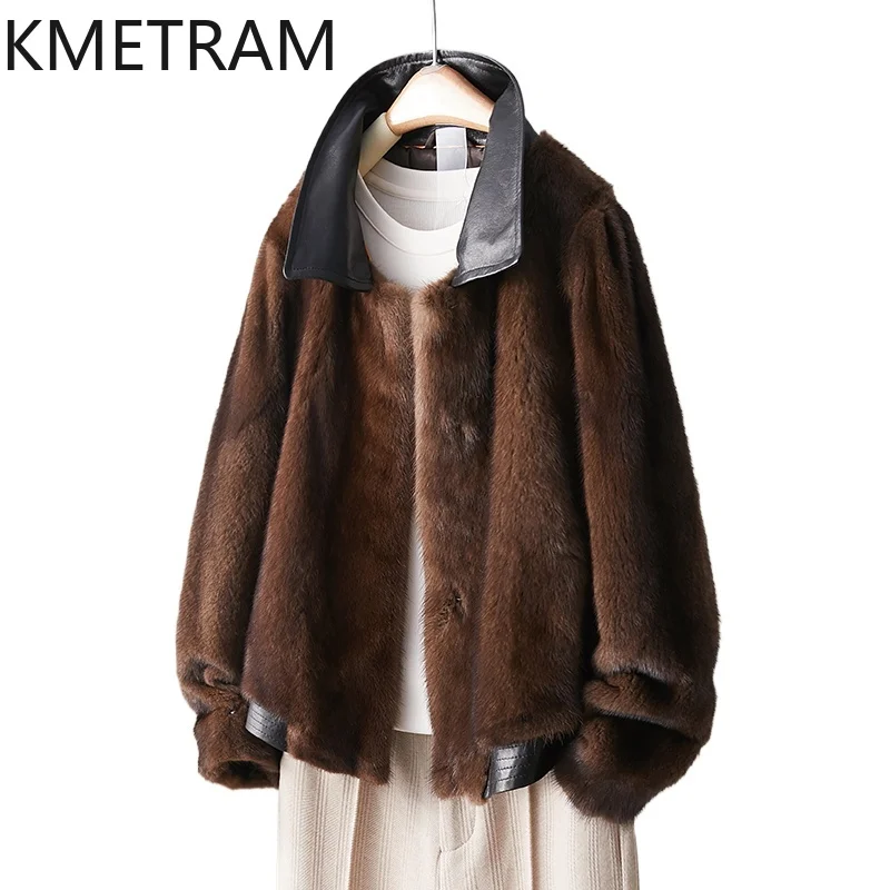 

Куртки из 100% цельного норкового меха, женская роскошная короткая шуба из натурального меха, зимняя одежда высокого качества для женщин, меховая куртка 2025 Fourrure