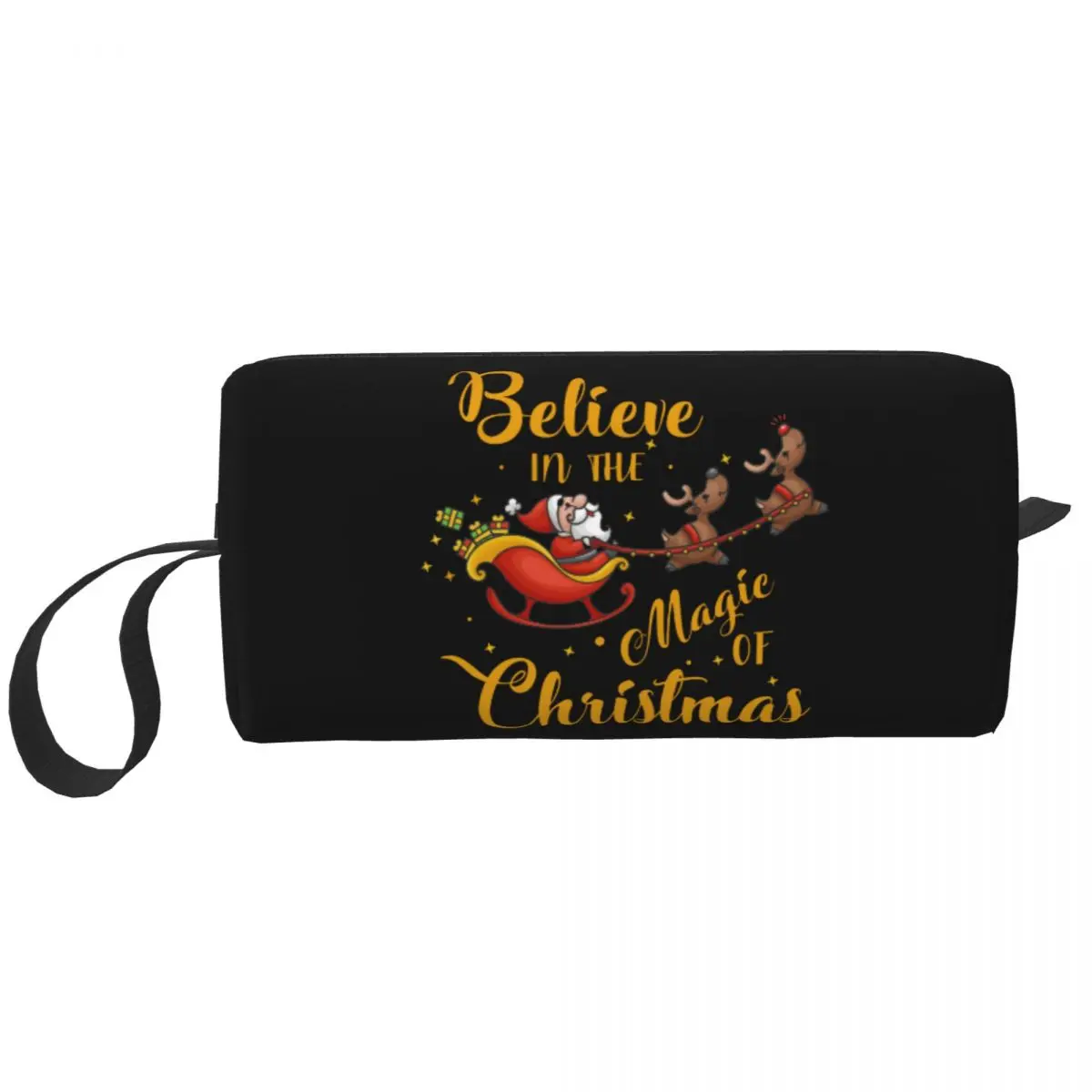 Lustige Santa Claus Reise Kultur beutel für Frauen glauben an die Magie von Weihnachten Make-up Kosmetik tasche Beauty Storage Dopp Kit