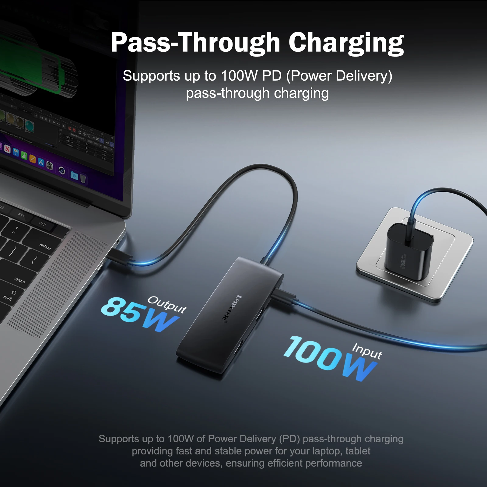 Lemorele TC510 7-w-1 Stacja Dokująca USB-C Adapter Hub USB-C z Podwójnym HDMI 4K@60Hz dla Windows, MacBook Air, Laptopów — zdjęcie produktu 5