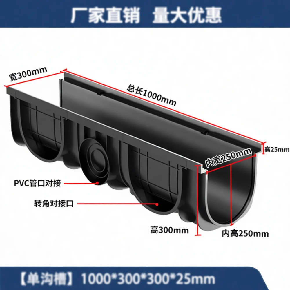 Plastic Water Drain Gutter Grille Trench Sewer Cover Outdoor Rainwater Filtration Mesh Household Maintenance Floor
