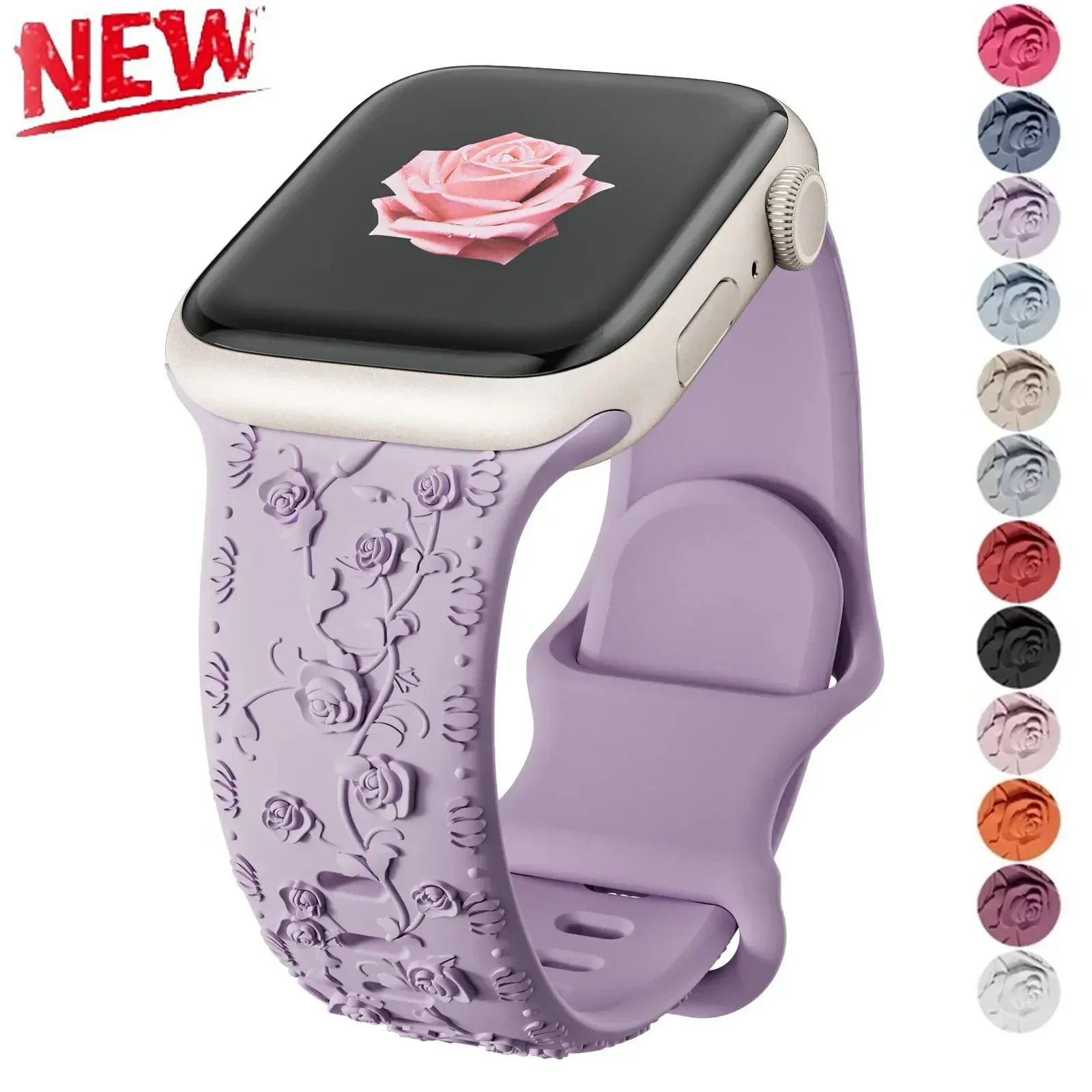 

Strap for Apple watch band 45mm 44 42mm 40 41mm 49mm 38mm Floral Engraved bracelet correa iWatch Series 10 9 8 7 6 SE ultra 5 4