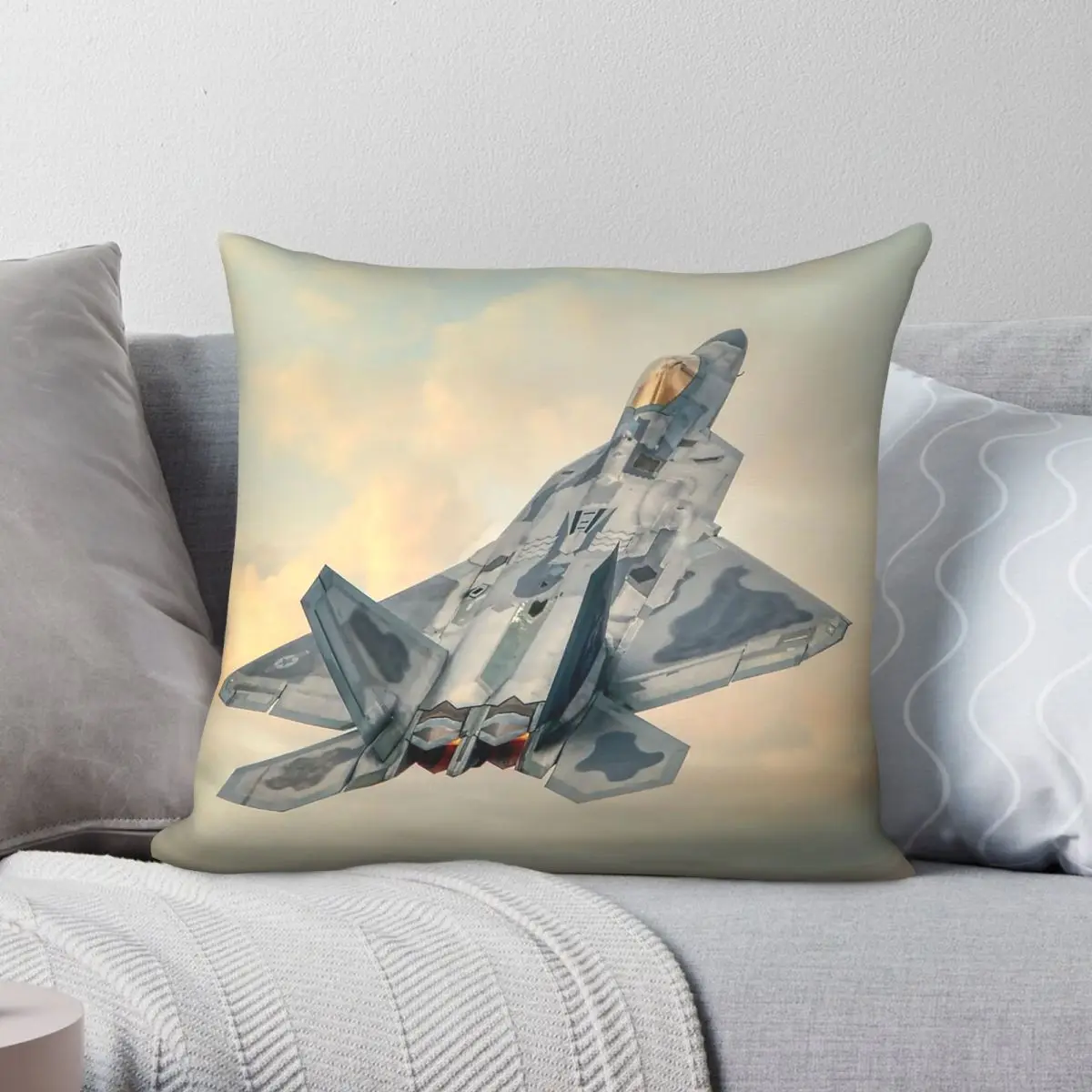 Lockheed Martin F-22 Raptor Square Pillowcase Polyester Linen Velvet Creative Zip Decor Throw Pillow Case Home Cushion Case