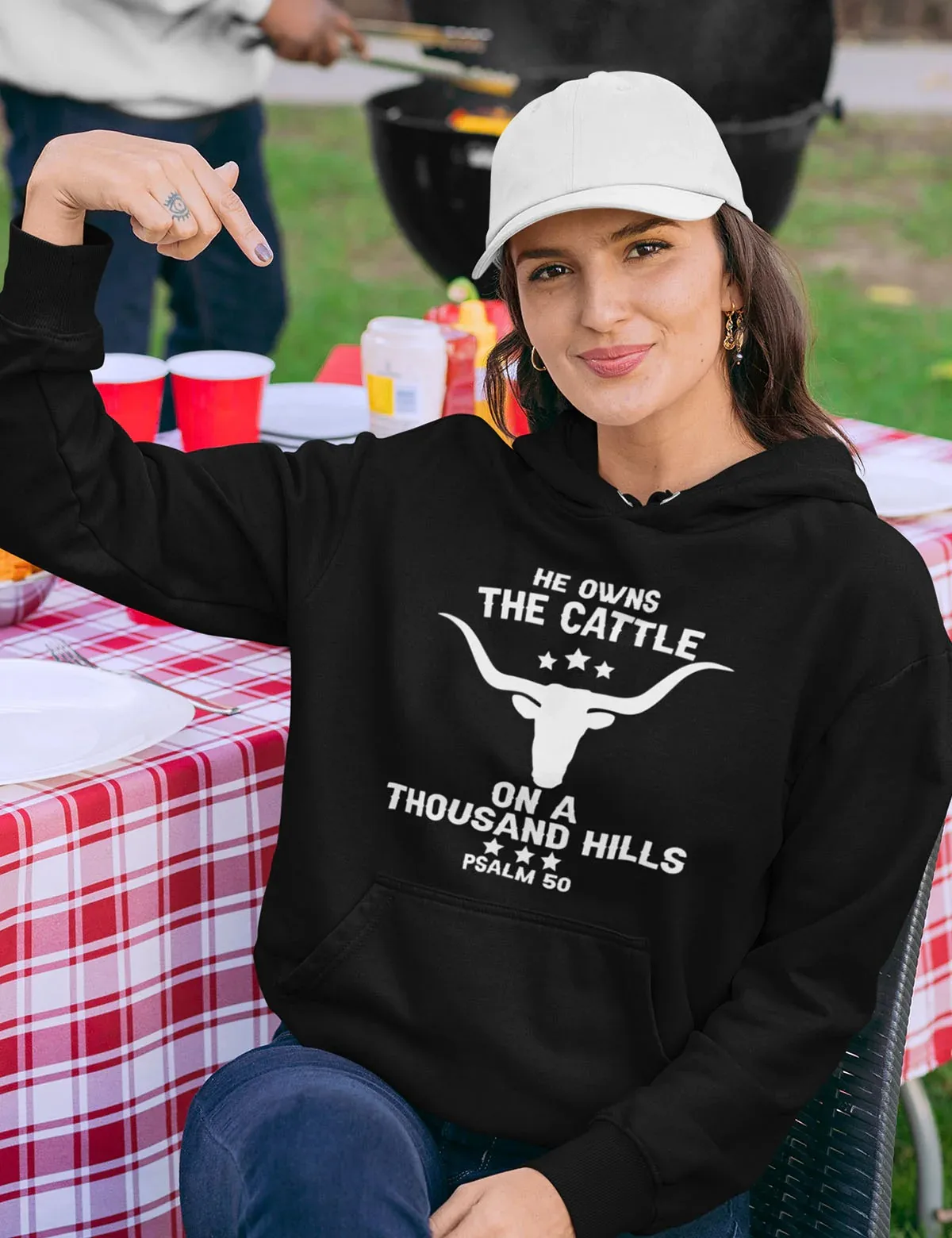 

He Owns The Cattle on A Thousand Hills Bible Толстовка с капюшоном Мужская и женская толстовка с длинными рукавами и капюшоном Пуловер Топы Женская одежда