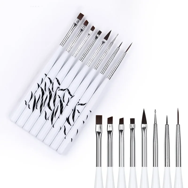 Nail Art Brush Ombre Brushes UV Gel Nail Polish Brush Painting Drawing Carving Pen Set For Manicure DIY Design Tools gallery 2