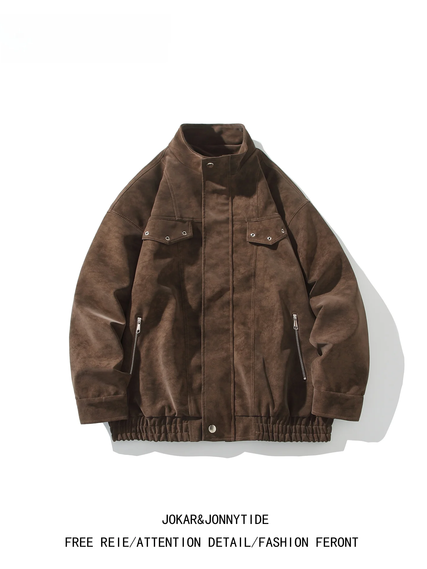 JOKARJONNY الأمريكية Sle ريترو التعادل صبغ بولي Leather الجلود Jaet الرجال فضفاض دراجة نارية Jaet الخريف Faion العلامة التجارية ملابس خارجية #1