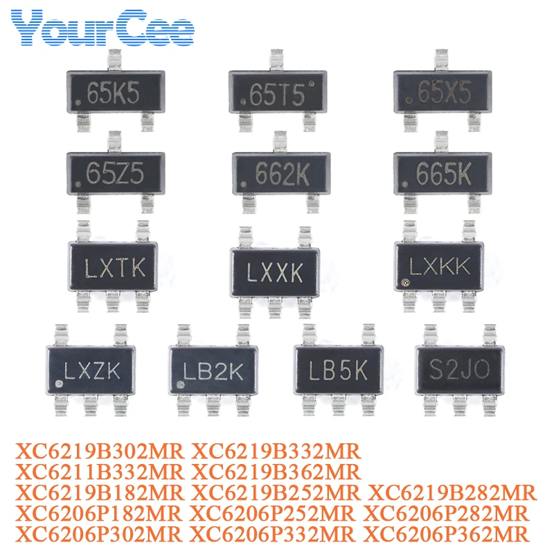 50pcs XC6206P332MR XC6206 XC6206P362MR XC6206P302MR XC6206P282MR XC6206P252MR XC6206P182MR SOT-23 Low Dropout Linear Regulator