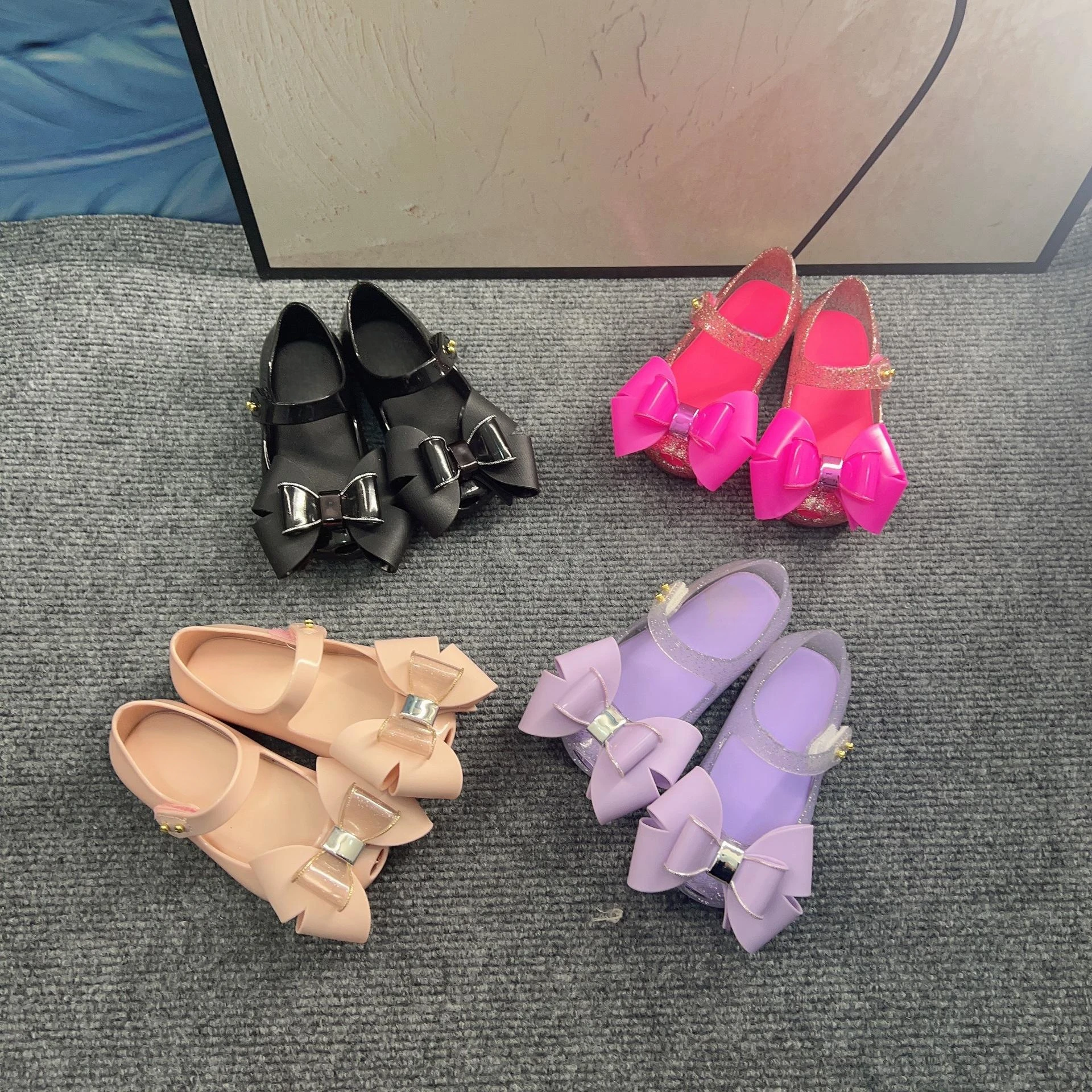 New Children's Sandals Bow Princess Single Shoes Soft Sole Jelly Shoes Mother Daughter Beach Shoes Parent Child Shoes