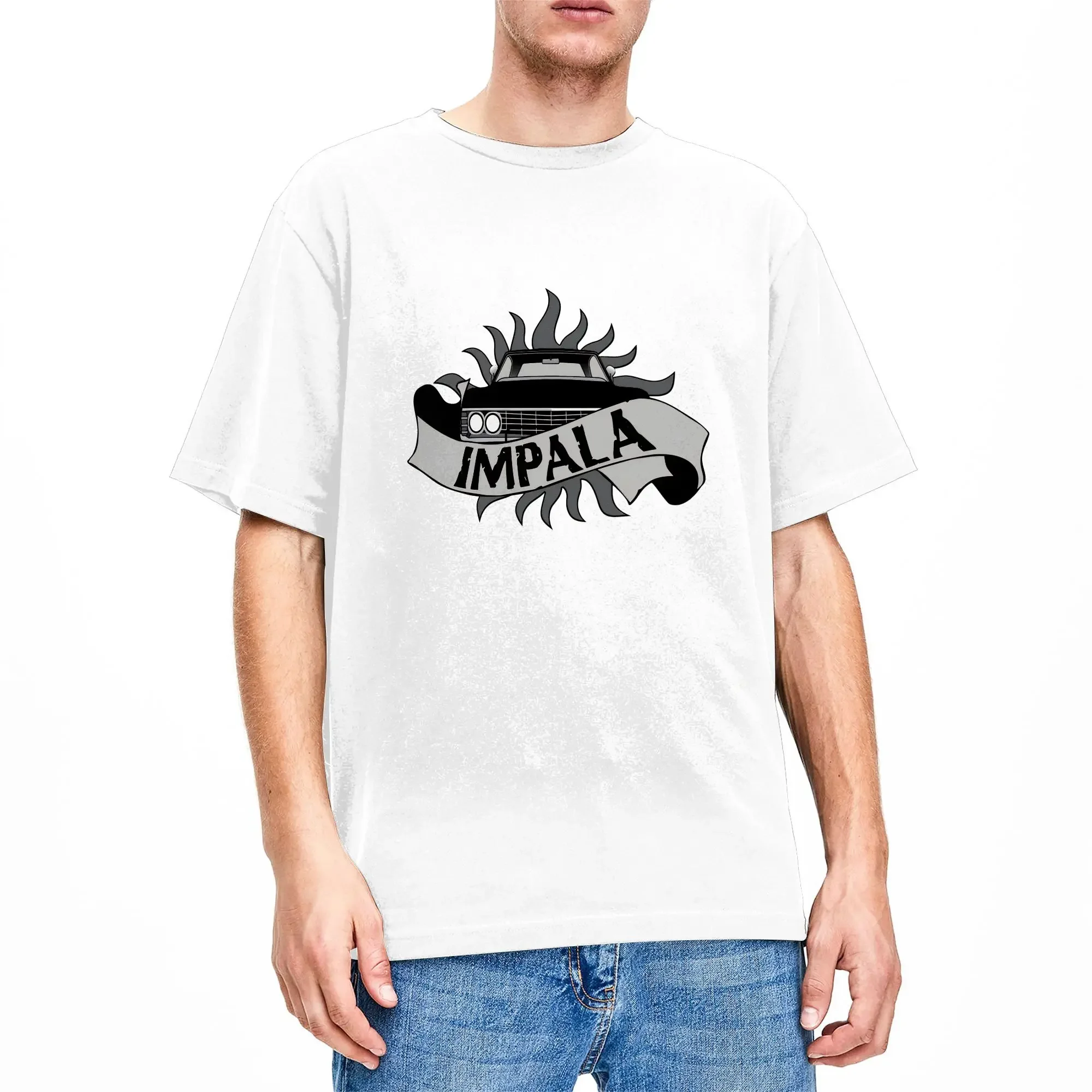 Impala Supernatural T-Shirts Men  Awesome Pure Cotton Tee Shirt Crew Neck Short Sleeve T Shirts Plus Size Tops