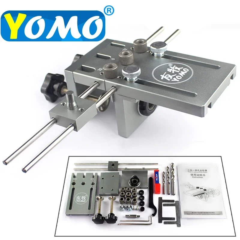 Nuovo Nuovo Legno Tassello Jig Lavorazione Del Legno Guida di Foratura Kit Localizzatore Tassello Maschere Kit Per Mobili Armadio Collegamento MD590