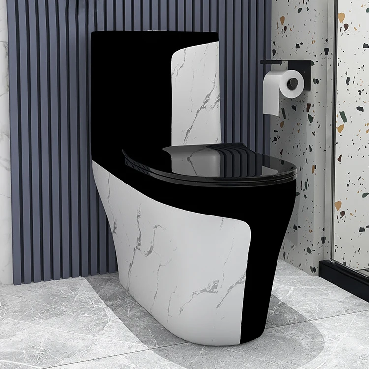 Wholesale Custom Luxury Porcelain Black Color Bathroom Wc Ceramic Sanitary Ware 100/200/300mm One Piece Toilet Bowl