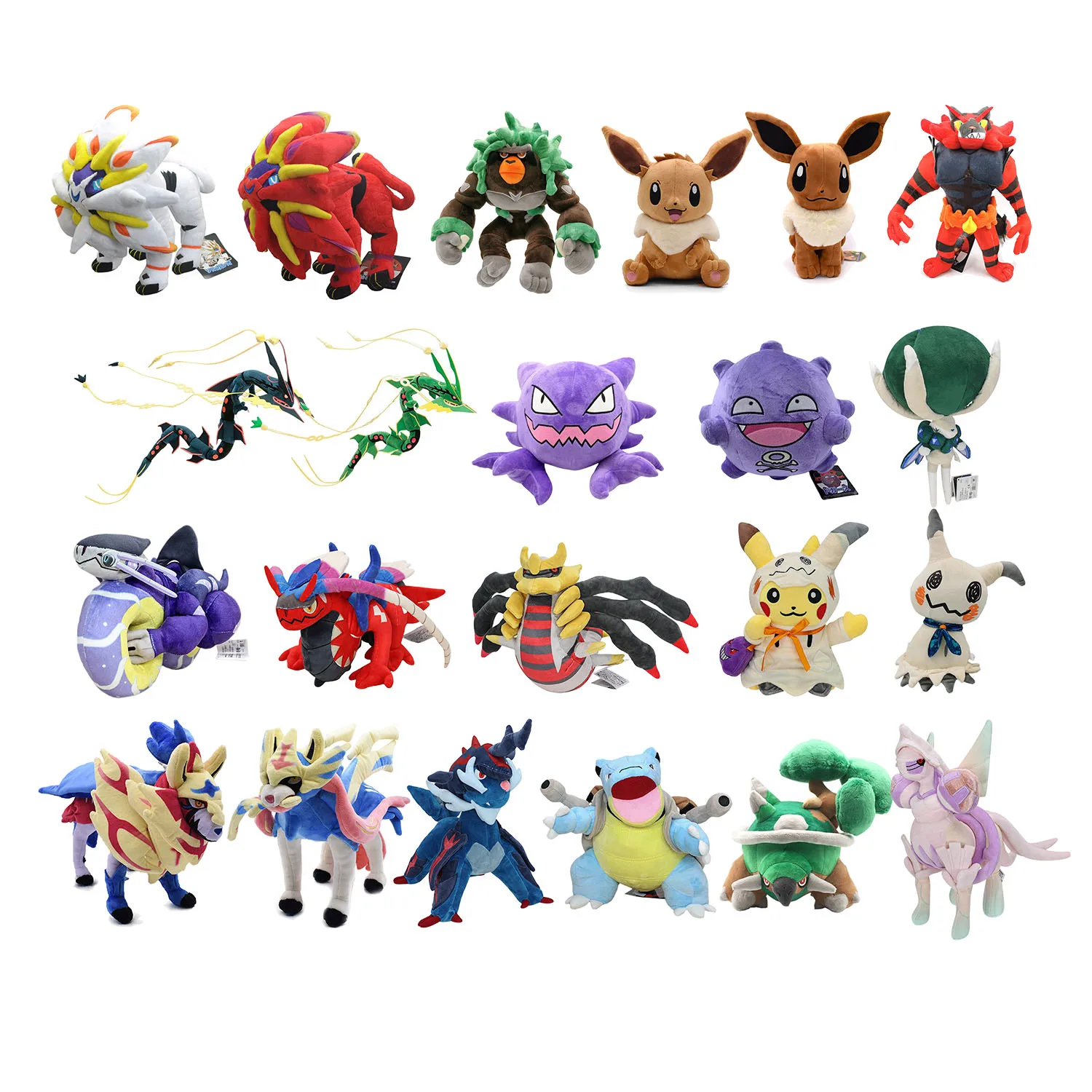 Pikachu Koffing Blastoise Mimikyu Giratina Palkia Eevee Haunter Calyrex Incineroar Rayquaza Solgaleo Zacian Zamazenta juguete de peluche