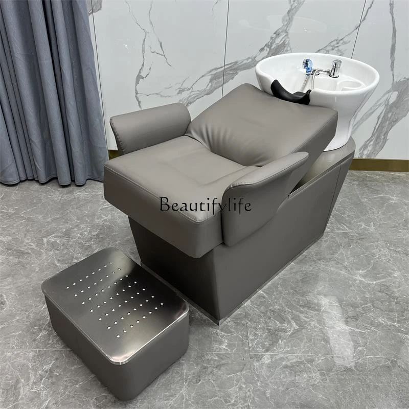 

Ceramic Basin Barber Shop Shampoo Chair High-Grade Lying Half Massage Flushing Bed