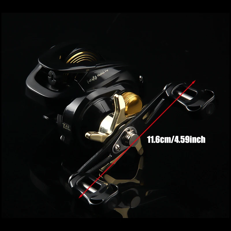 High-Speed 7.2:1 Gear Ratio Baitcasting Reel Drag Alarm System Durable Aluminum Body Chrome Finish for Fresh Saltwater Fishing