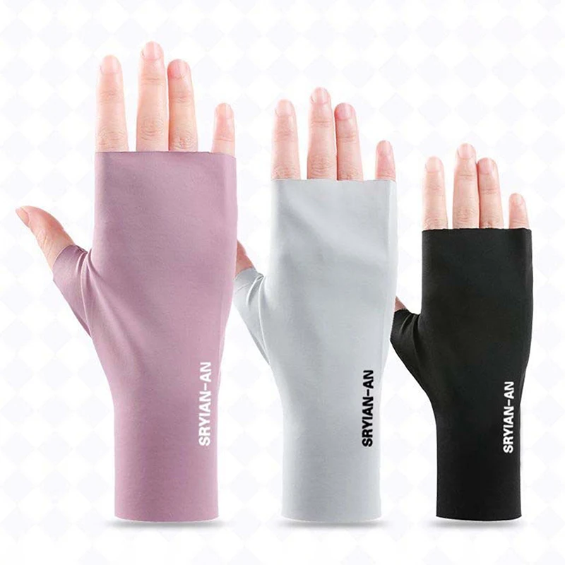 

New 1Pair Fingerless Sunshade Gloves Summer Sunscreen UV Protection Multicolor Gloves For Woman Breathable Driving Gloves Gifts