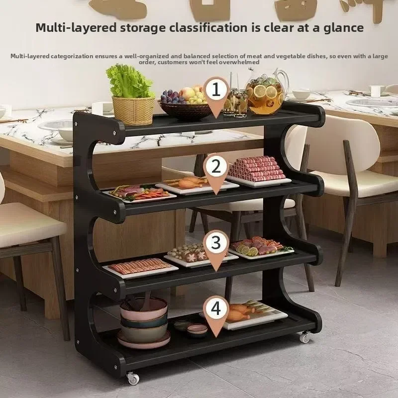 Firm Household shelves Multifunctional kitchen preparation Multi-layer hot pot trolley Finishing shelves Storage racks Movable