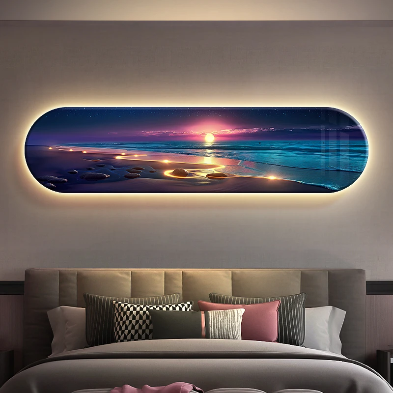 Ocean Waves Wall Lamp Entrance Decoration Light Painting Moon Corridor Hanging Painting Light Sea Home Living Room Mural Light