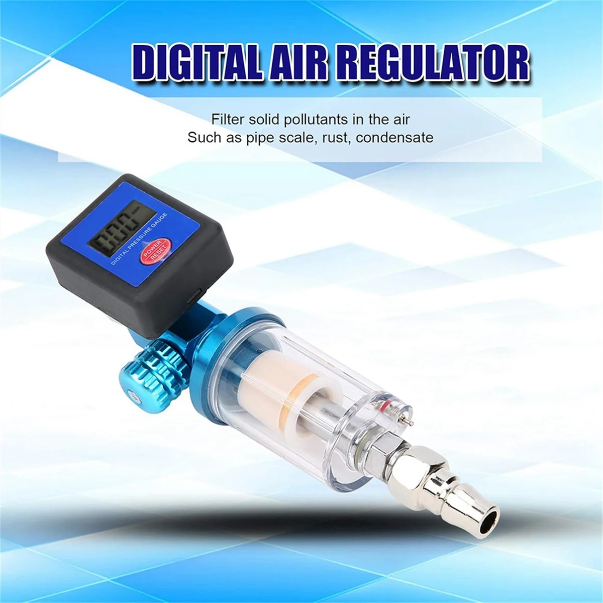 Digital Air Compressor Regulator, 1/4in Thread Compressed Filter Pressure Display Meter Oil Water Separator