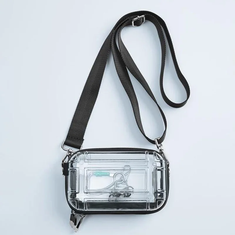 Female Crossbaody Bag Transparent Pc Cosmetic Bag Design Suitcase Zipper Shoulder Messenger Bags Wash Mini Make Up Bags